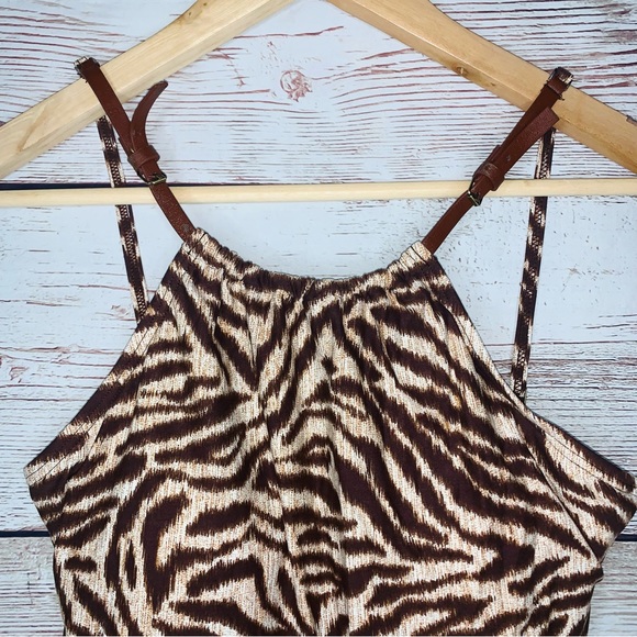 Michael Kors Animal Print Leopard Padded Swim Tankini Top Small - Picture 2 of 4